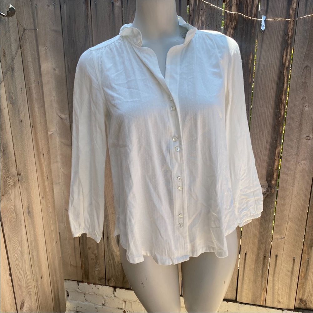 Ayr Button Down Blouse In White Xs - image 1